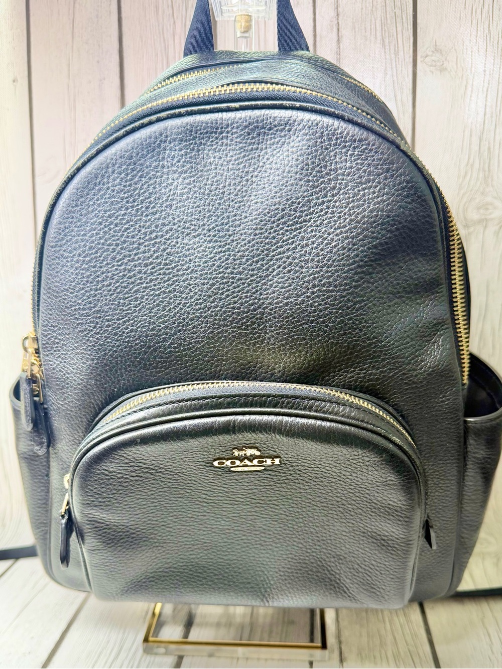 PRE LOVED Coach Court Black Pebbled Leather Backpack - Picture 2 of 12